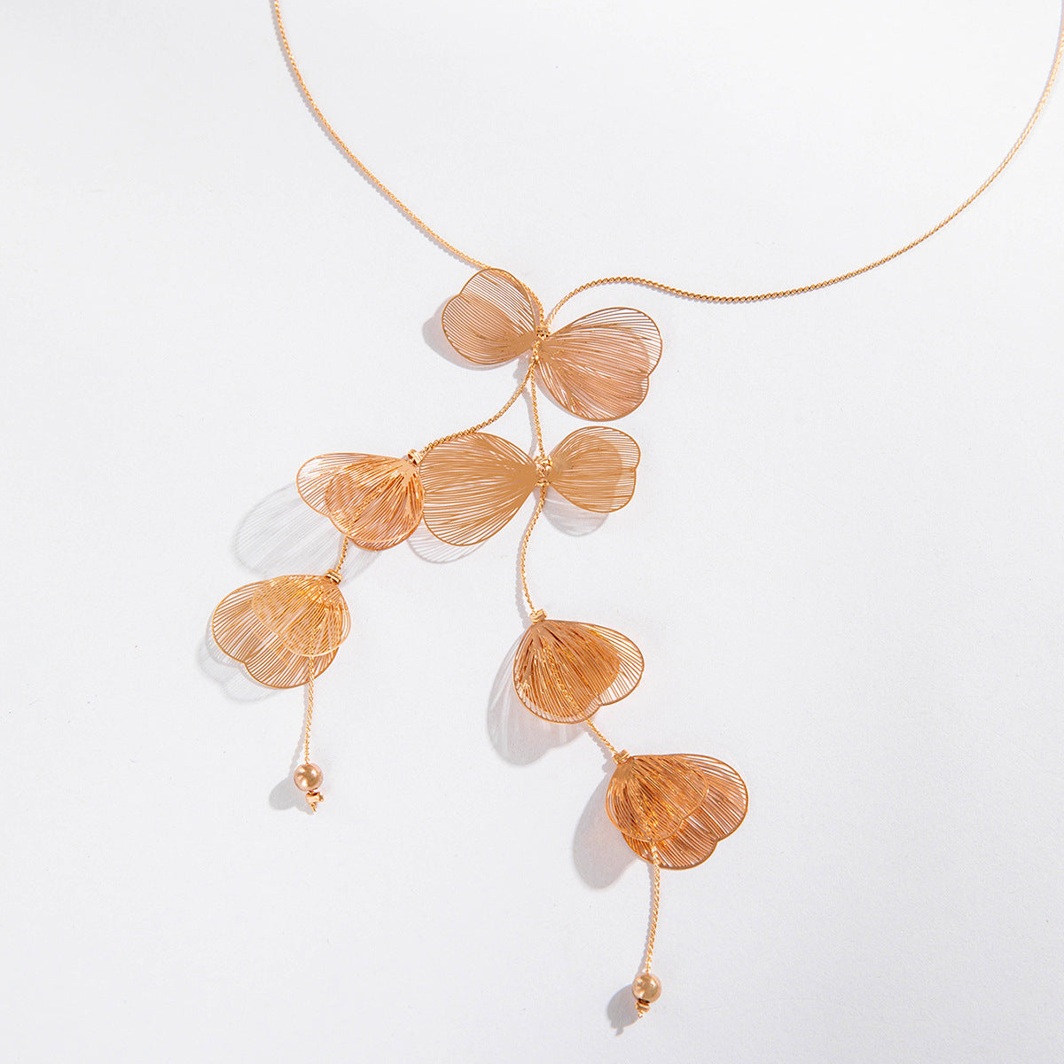 Ginkgo Leaf Tassel Necklace Retro Choker Jewelry