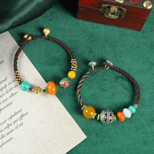 Original Design Woven Tibetan Yellow Honey Bracelet Ethnic Personality Tibetan Bracelet Nepal Accessories.