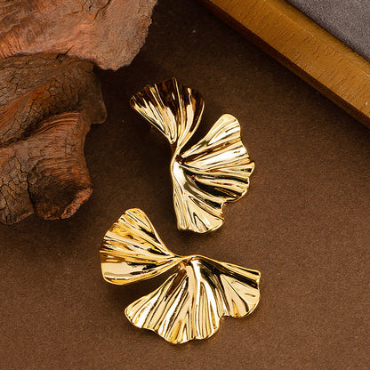 Stylish Ginkgo Leaf Metal Earrings For Women