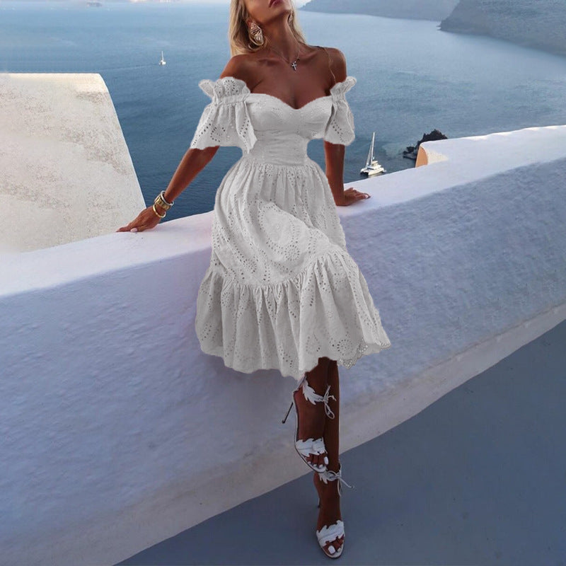 Sexy One-Shoulder Polka Dot Dress