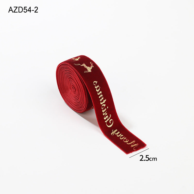 Christmas Velvet Gold Foil Bow Ribbon