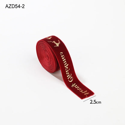 Christmas Velvet Gold Foil Bow Ribbon