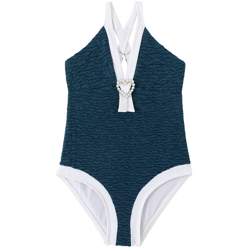 New Girls' One-Piece Swimwear With Ruffles Nylon Fabric