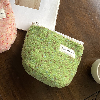 Trendy Mini Plush Makeup Bag Cute Portable Storage Pouch