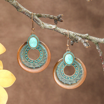 Bohemian Vintage Long Tassel Earrings Floral Design Zinc Alloy Jewelry