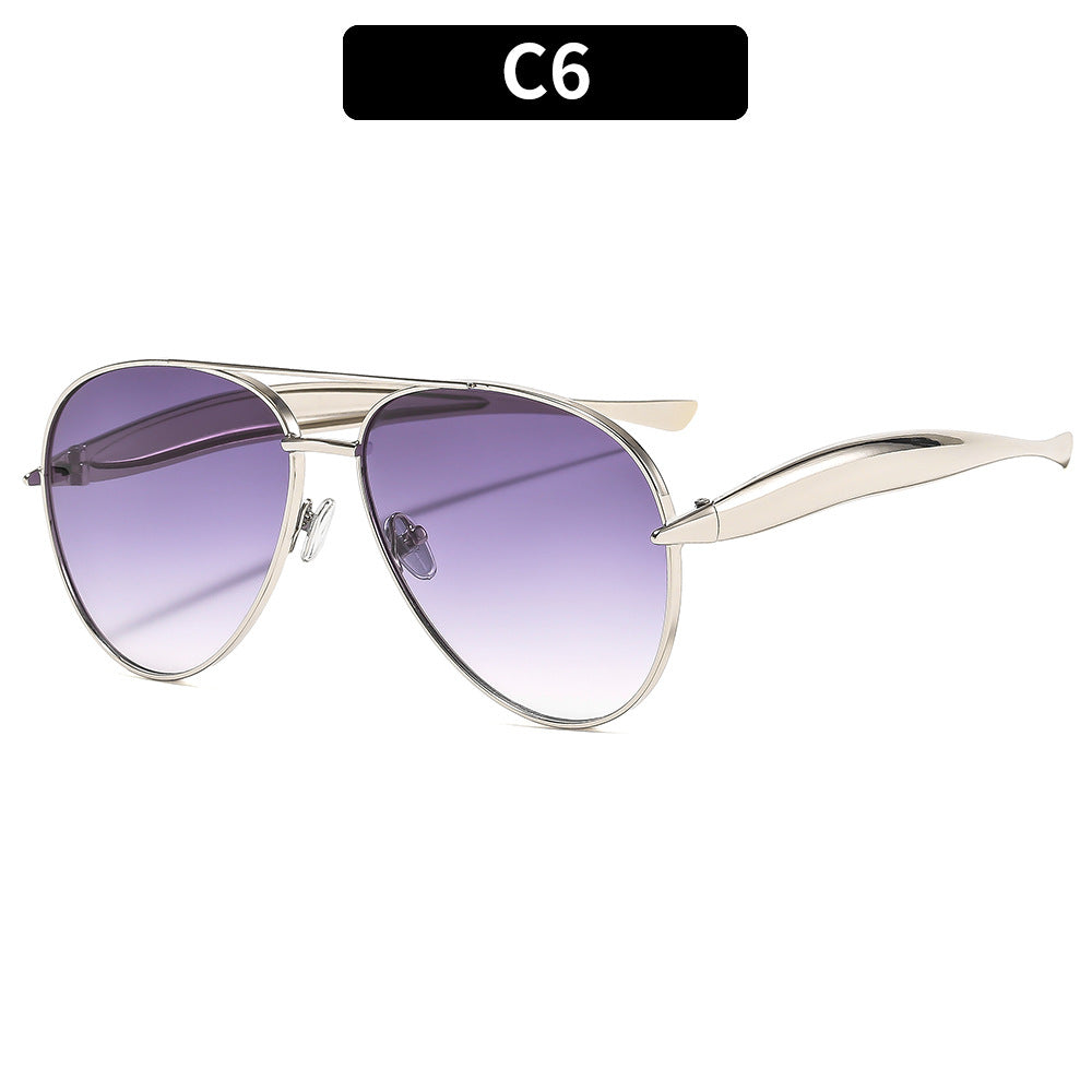 Trendy Oversized Metal Sunglasses Unisex Outdoor Driving Shades