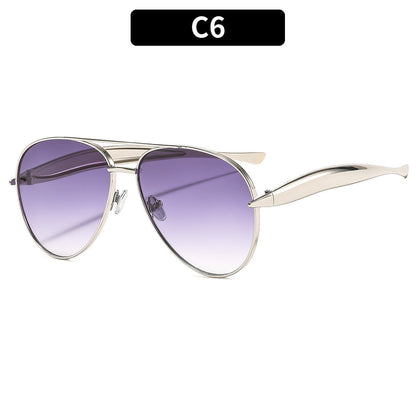 Trendy Oversized Metal Sunglasses Unisex Outdoor Driving Shades