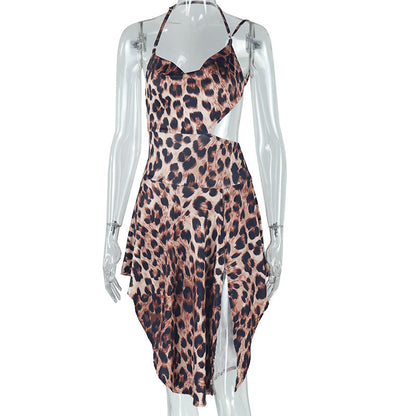 Trendy Leopard Print Bodycon Dress With V-Neck