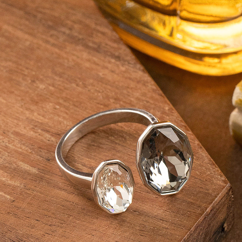 Geometric Zirconia Adjustable Open Ring Trendy Chic Jewelry
