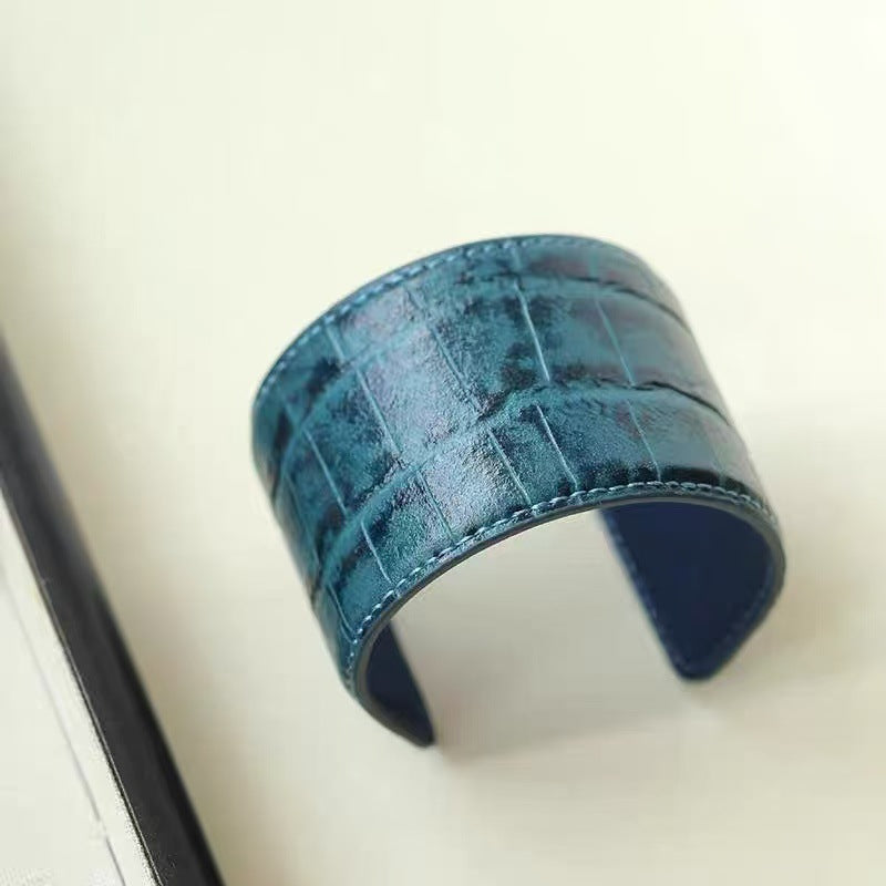 Vintage Leather Wide Open Bracelets