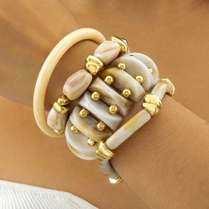 Exaggerated Acrylic Bead Bracelet Set Colorful Retro Jewelry
