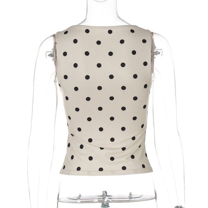 Stylish Polka Dot Print Sleeveless Top for Women