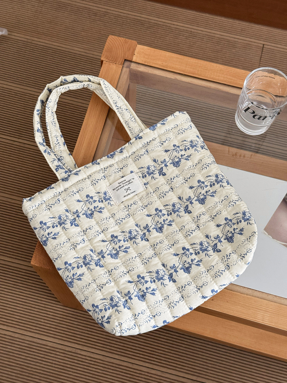 French Floral Handbag Vintage Soft Cotton Bag Casual Tote