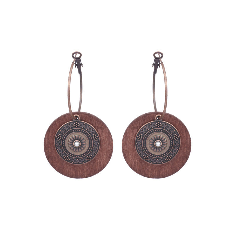Retro Water Drop Shape Wooden Earrings Handcrafted with Tassels