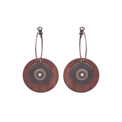 Retro Water Drop Shape Wooden Earrings Handcrafted with Tassels