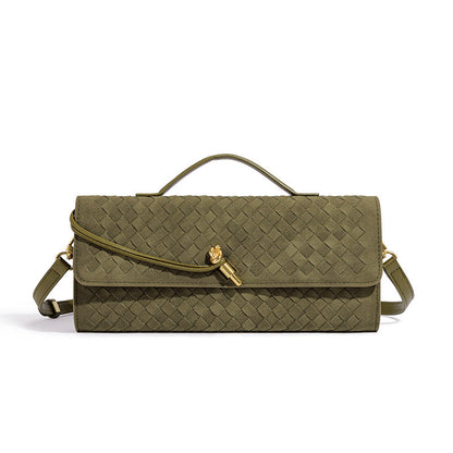 Vintage Woven Evening Satchel Suede Handbag