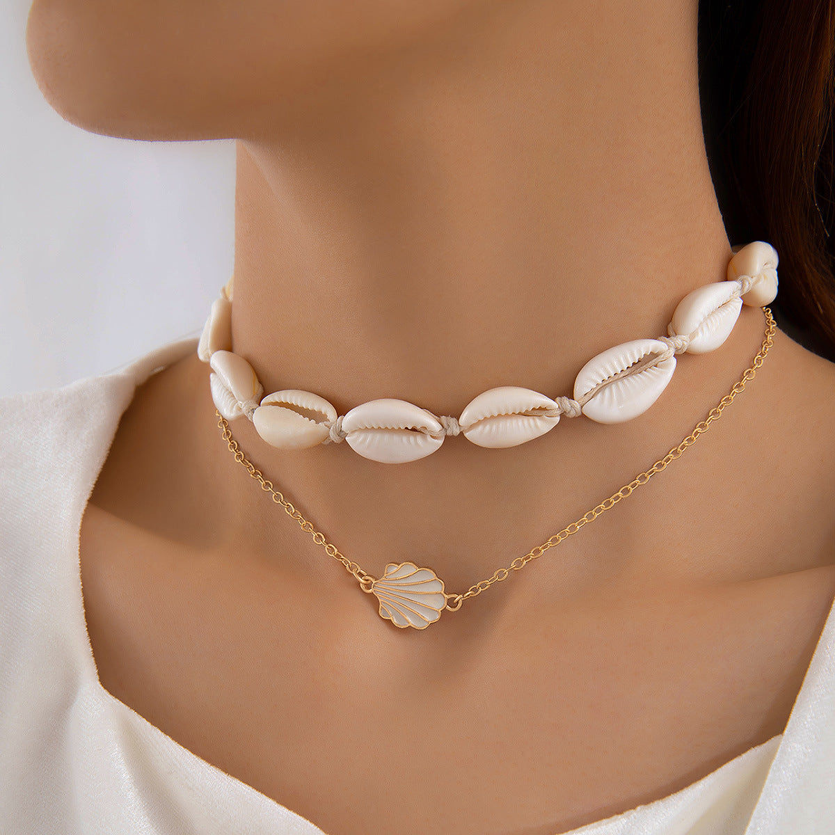 Bohemian Shell Bead Necklace With Starfish And Palm Tree Accents