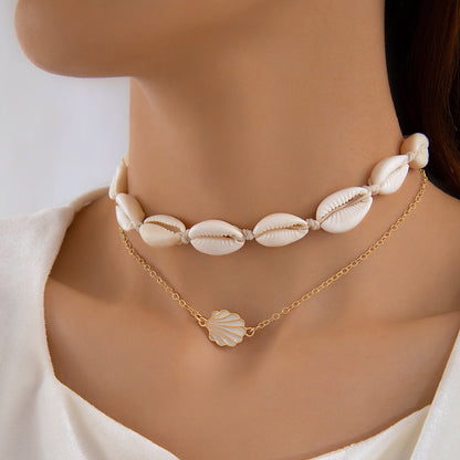 Bohemian Shell Bead Necklace With Starfish And Palm Tree Accents