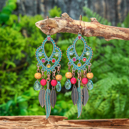 Bohemian Style Tassel Drop Earrings Vintage Zinc Alloy Jewelry