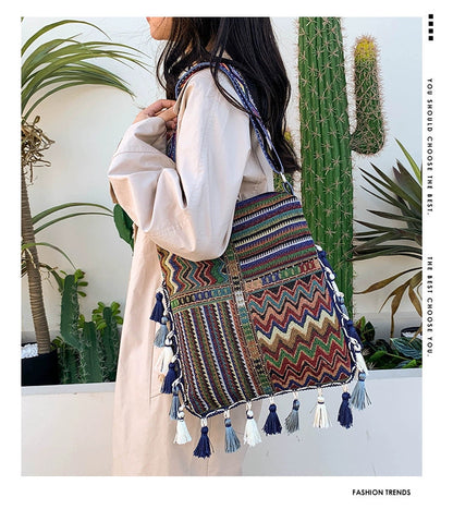 Tibetan Ethnic Style Bag Large Capacity Bohemian Shoulder Messenger Bag