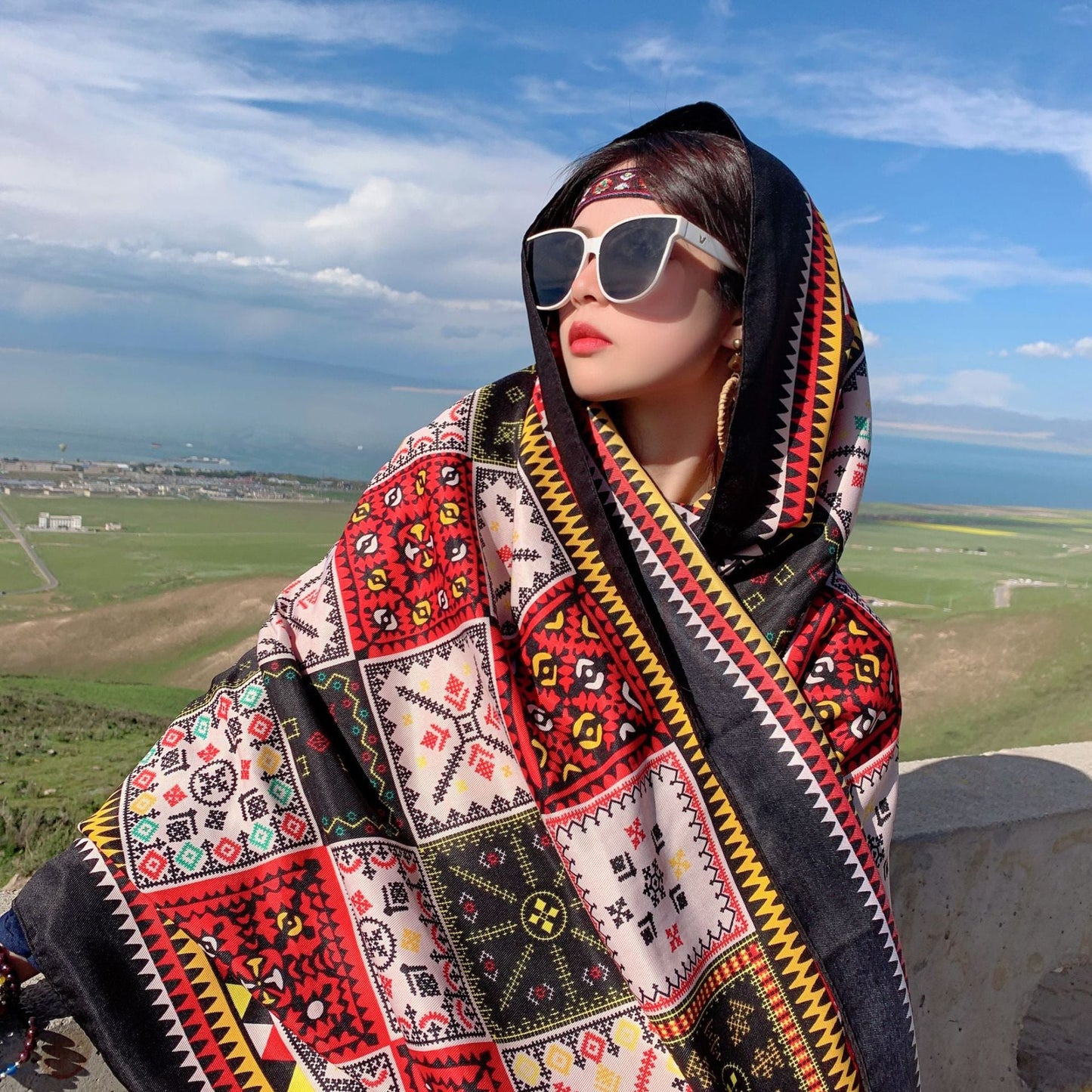 Sunscreen Women'S Summer Thin Tibetan Super Scarf Ethnic Wind Scarf Beach Towel