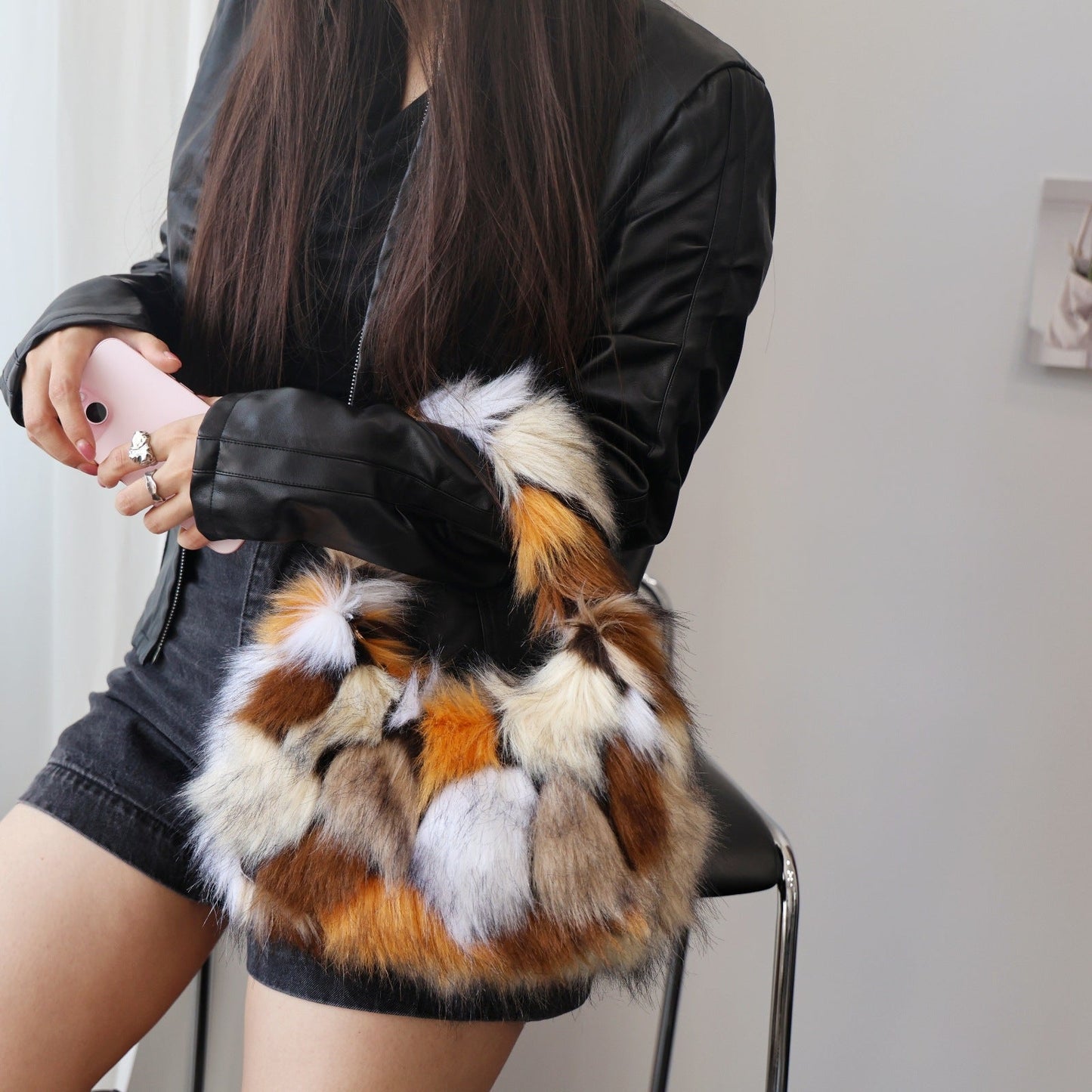 Winter Leopard Print Fluffy Underarm Handbag