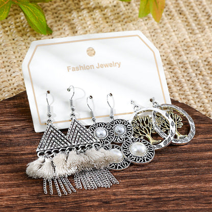 Bohemian Turquoise Tassel Earrings Vintage Alloy Jewelry