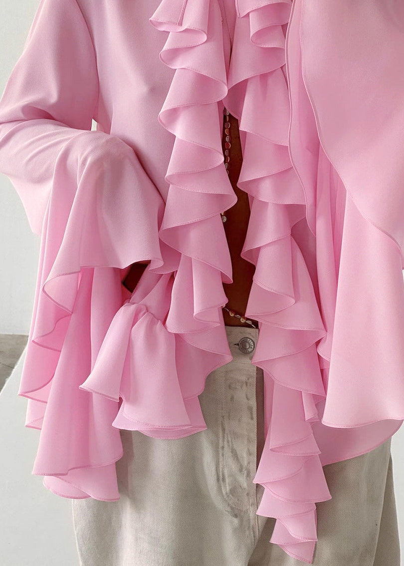 Ruffled Statement Blouse Lightweight Flowing Fabric