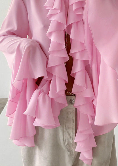 Ruffled Statement Blouse Lightweight Flowing Fabric