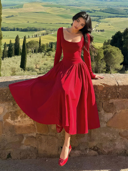 Elegant Cross-Back Women's Dress Trendy Solid Color Long Maxi Dress
