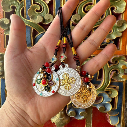 Tibetan Folk Talisman Ornament Colorful Six-Character Mantra Pendant Natal Year Keychain Keychain