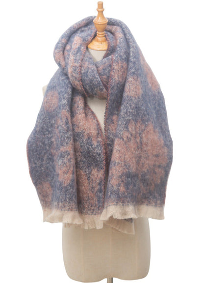Floral Print Contrast Color Scarves