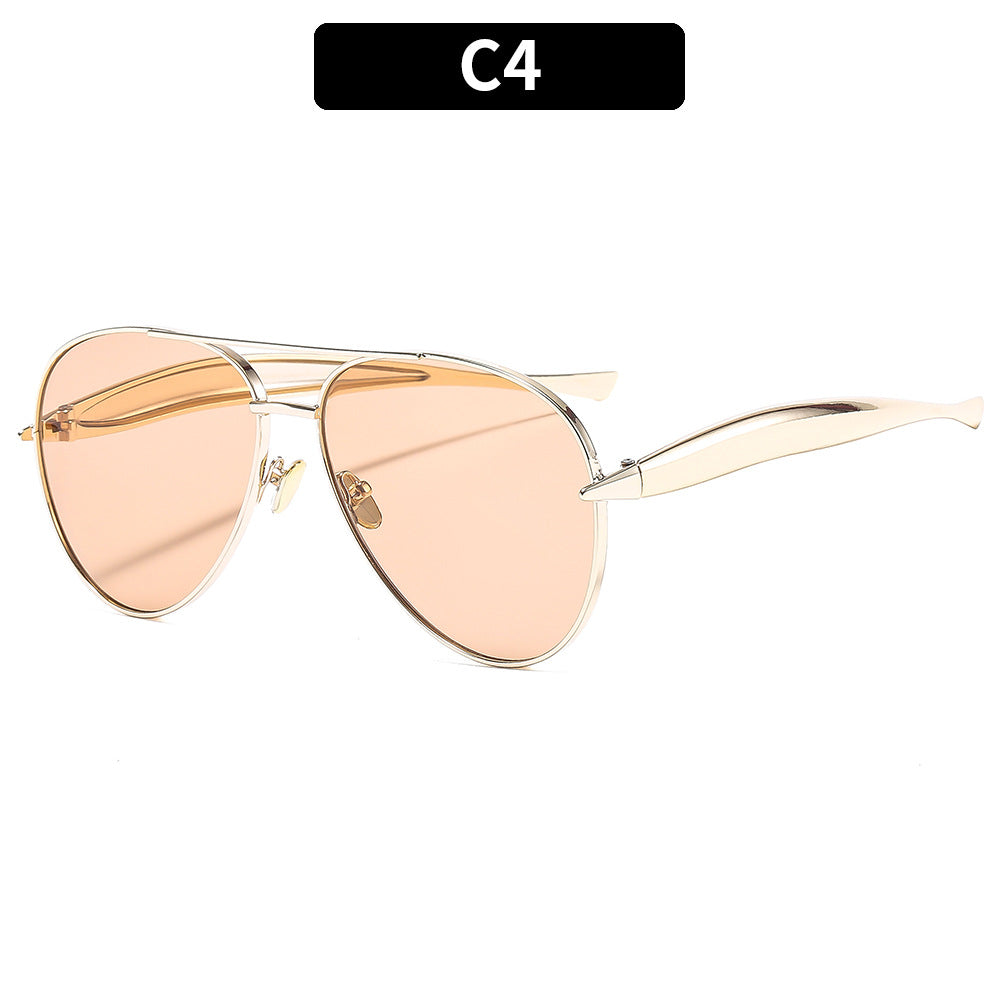Trendy Oversized Metal Sunglasses Unisex Outdoor Driving Shades