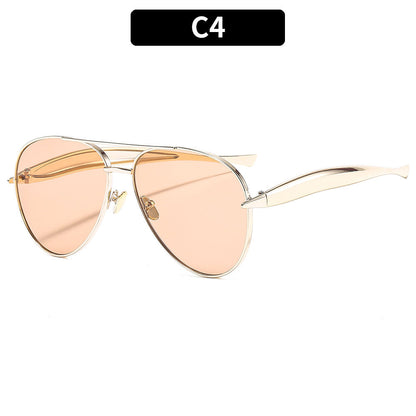 Trendy Oversized Metal Sunglasses Unisex Outdoor Driving Shades