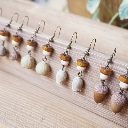 Vintage Botanical Long Wooden Earrings with Unique Design