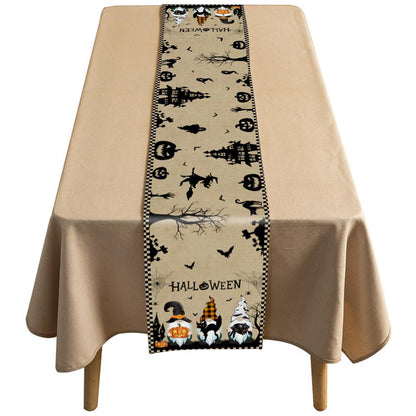 Halloween Table Flag Bat Ghost Dwarf Linen Tablecloth