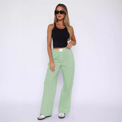 Simple Striped Casual Straight Leg Pants