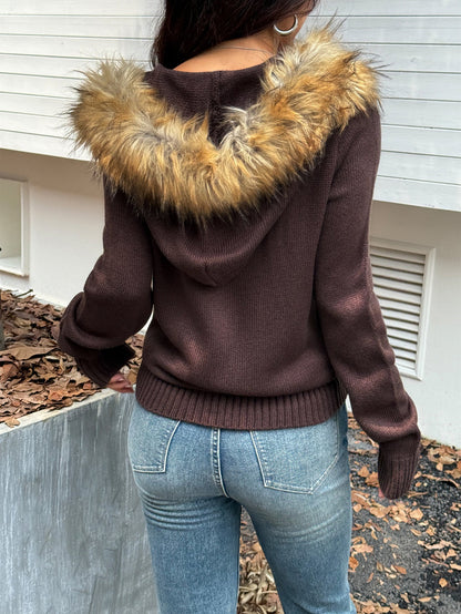 Casual Plush Long Sleeve Hoodie for Women
