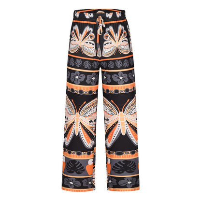 Casual Pants High Waist Wide Leg Pants Slim Straight Beach Trousers