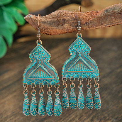 Bohemian Floral Turquoise Drop Earrings Set for Women