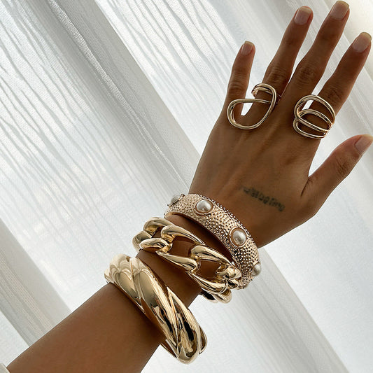 Twisted Alloy Spring Bracelets Set Trendy Stackable Jewelry