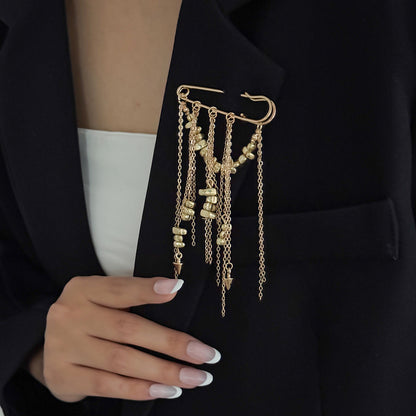 Trendy Irregular Beaded Tassel Brooch Jewelry For Women
