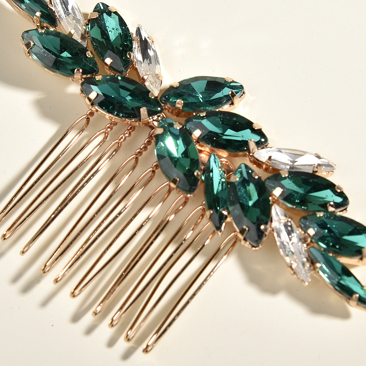 Bridal Head Accessories Green Glass Hair Comb Wedding Hairpiece