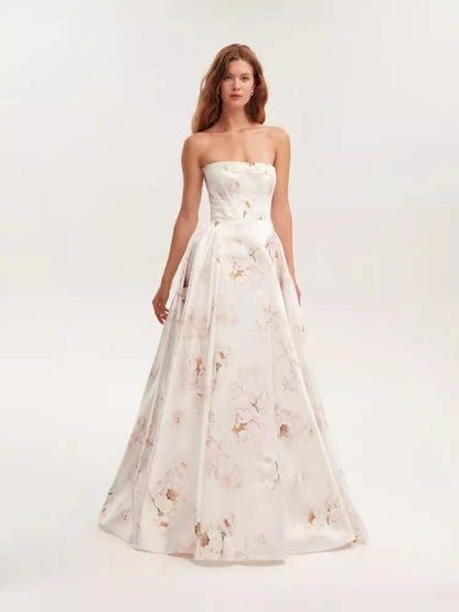 Elegant Off-Shoulder Long Evening Dress with 3D Design