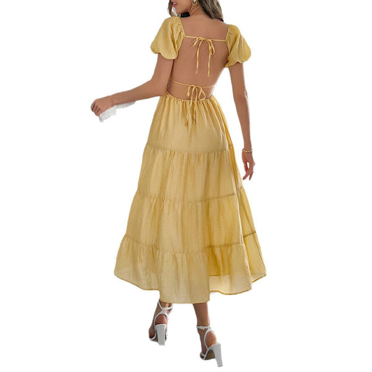 Floral A-Line Maxi Dress With Elastic Waist