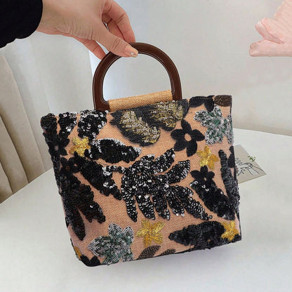 Fashionable Floral Tote Bag Soft PVC Street Style