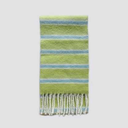 Color Block Striped Scarf with Fringes Stylish Warm Scarf