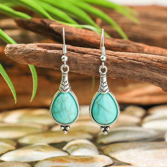 Turquoise Geometric Earrings Vintage Ethnic Style Zinc Alloy