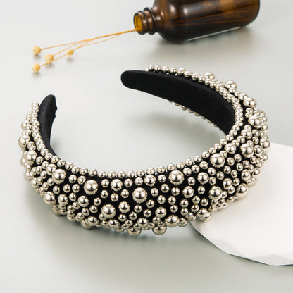 Elegant Pearl Headband Fashionable Wide Hairband for Women