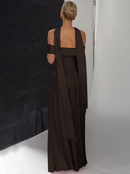 Off-Shoulder Long Dress with Side Slit for Elegant Women